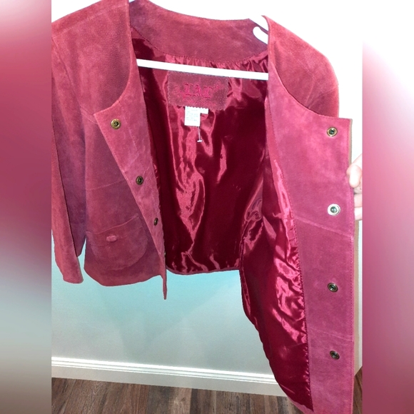Women's LAL brand ruby red 100% leather jacket size large EUC - Picture 2 of 10